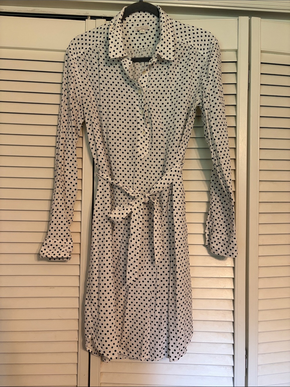 GAP Cream Long-Sleeve Polka Dot Shirt Dress